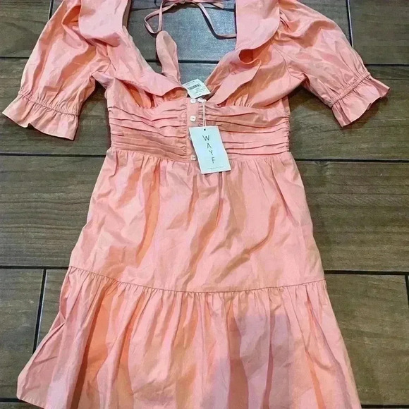 NWT WAYF Ruffle Neck Tiered Mini Dress SMALL - Picture 5 of 8